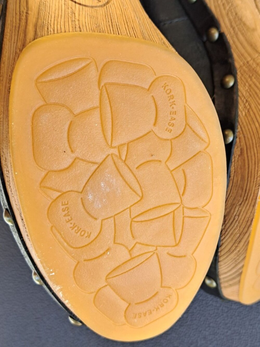Kork-Ease Sudbury Black Leather Clogs 7 Wooden Block Heels Studded Slip-On Mules - Picture 8 of 11